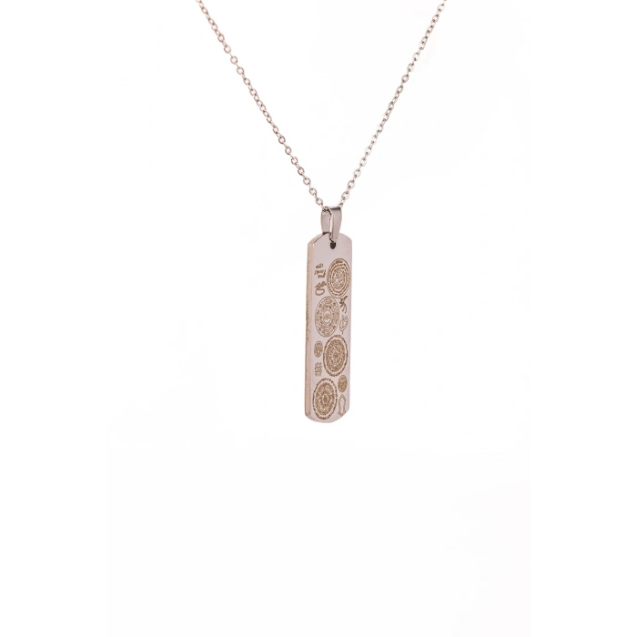 Dikdörtgen Gümüş Kaplama Dualı Çelik Kolye Çelik Zincirli kararmaz paslanmaz silinmez