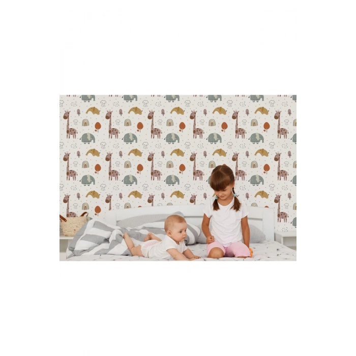 Doğa Hayvanları Temalı Öğretici Çocuk Odası Duvar Kağıdı-5744