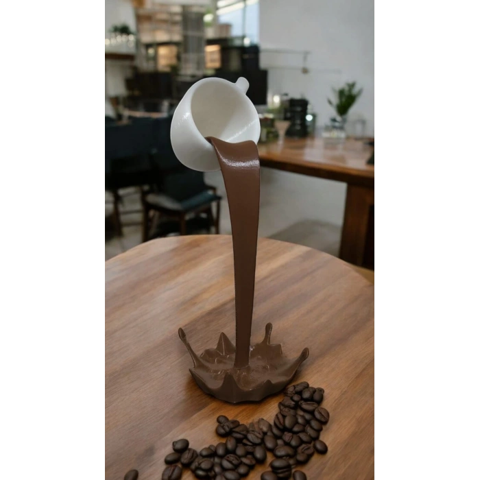 Dökülen Kahve 3D Kahve Yanı Dekoratif 1