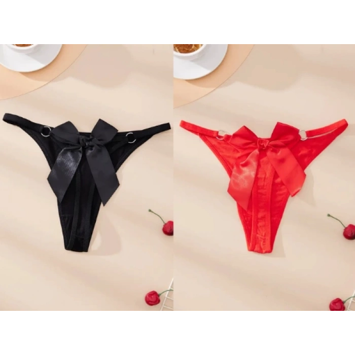 Dropcek Fantezi Kadın 2li Fiyonklu Halkalı Tanga TG270044