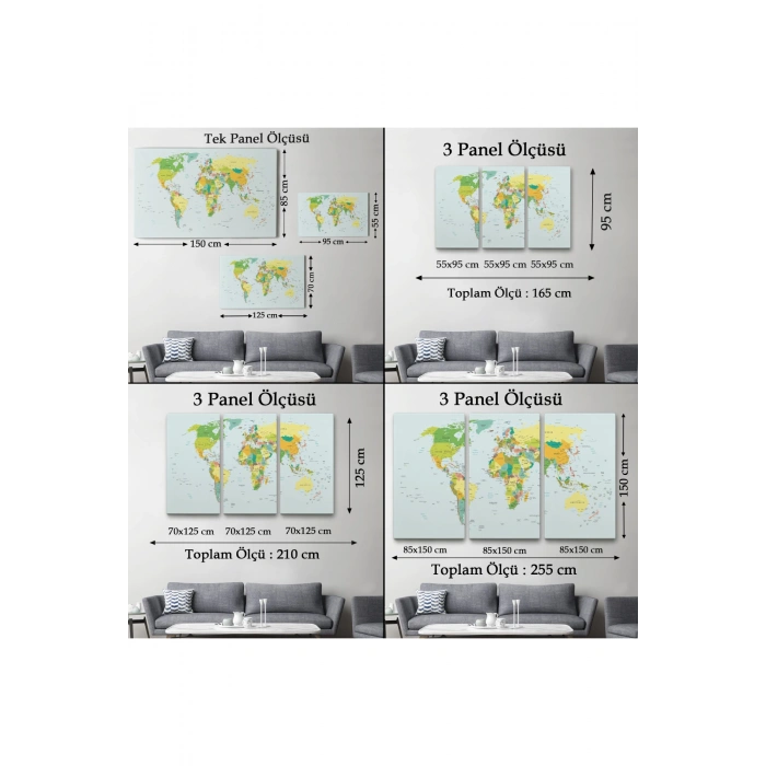 Dünya Haritası  Dekoratif Kanvas Tablo 1041