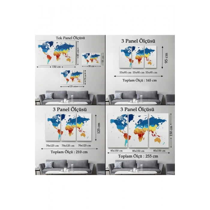 Dünya Haritası  Dekoratif Kanvas Tablo 1047