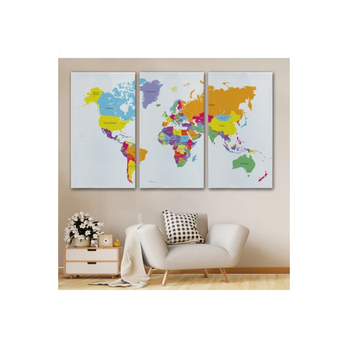 Dünya Haritası  Dekoratif Kanvas Tablo 1055