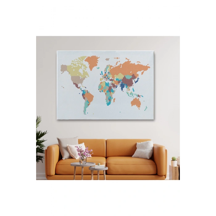 Dünya Haritası  Dekoratif Kanvas Tablo 1061