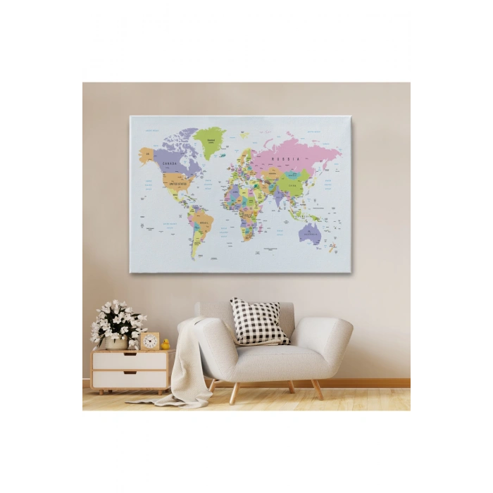 Dünya Haritası  Dekoratif Kanvas Tablo 1064