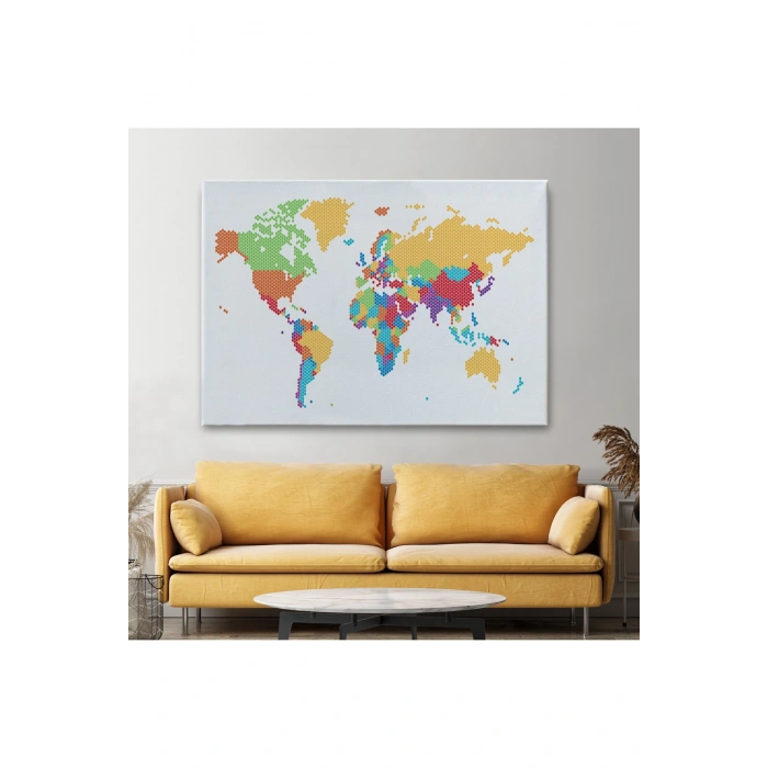 Dünya Haritası  Dekoratif Kanvas Tablo 1071