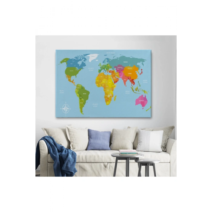 Dünya Haritası  Dekoratif Kanvas Tablo 1072