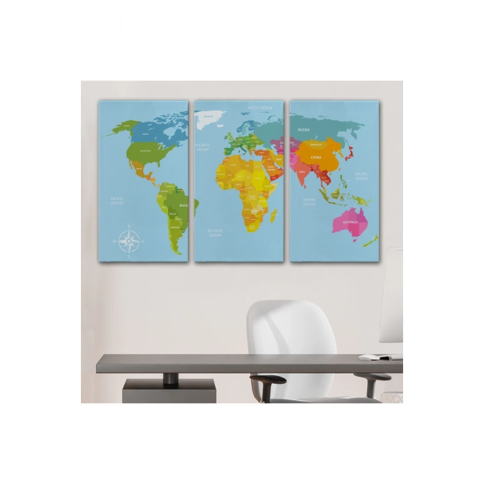 Dünya Haritası  Dekoratif Kanvas Tablo 1072