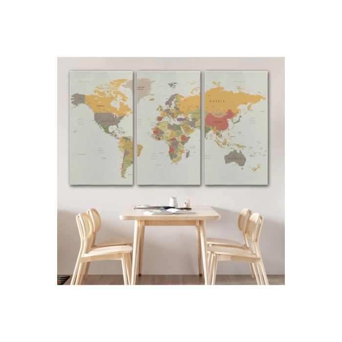 Dünya Haritası  Dekoratif Kanvas Tablo 1073