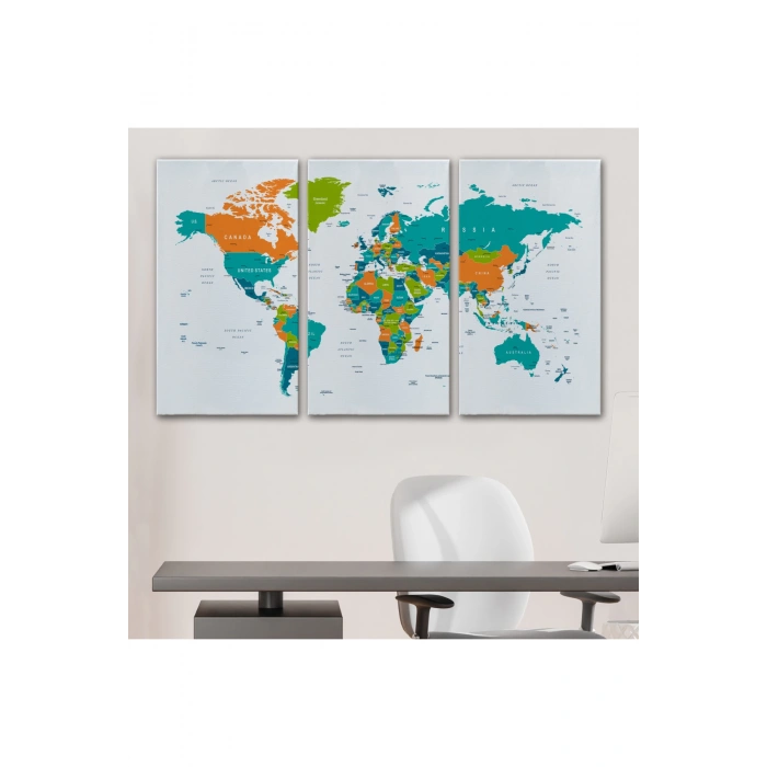 Dünya Haritası  Dekoratif Kanvas Tablo 1076