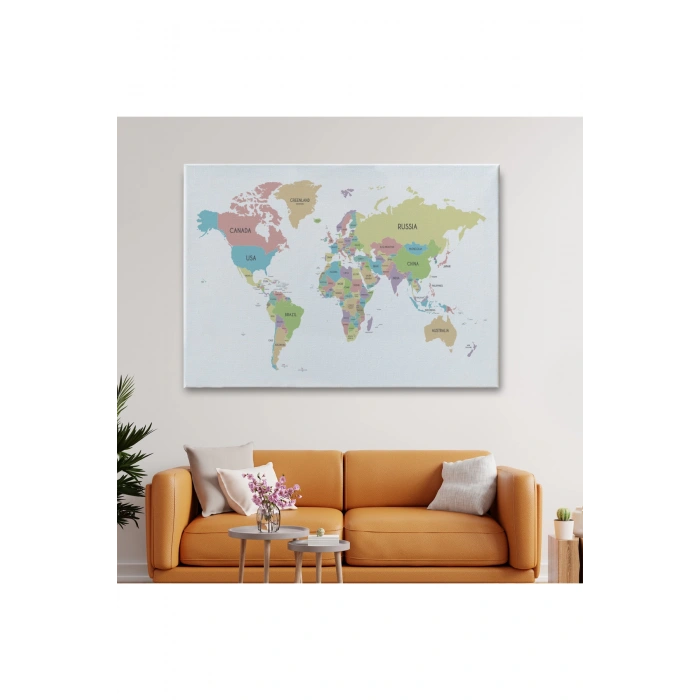 Dünya Haritası  Dekoratif Kanvas Tablo 1077