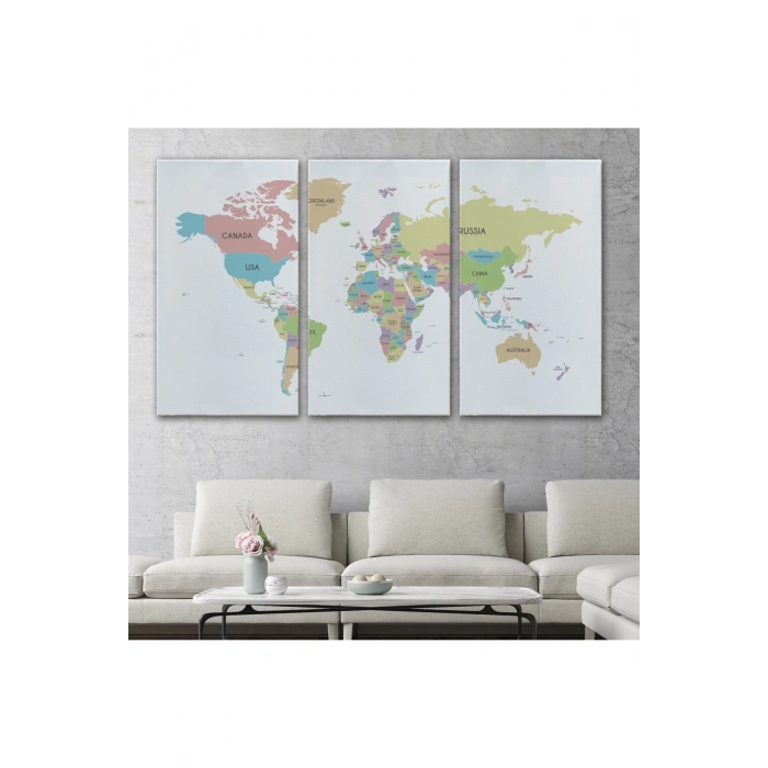 Dünya Haritası  Dekoratif Kanvas Tablo 1077