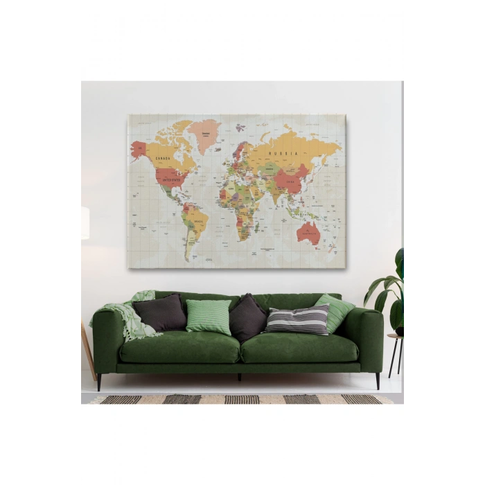 Dünya Haritası  Dekoratif Kanvas Tablo 1078