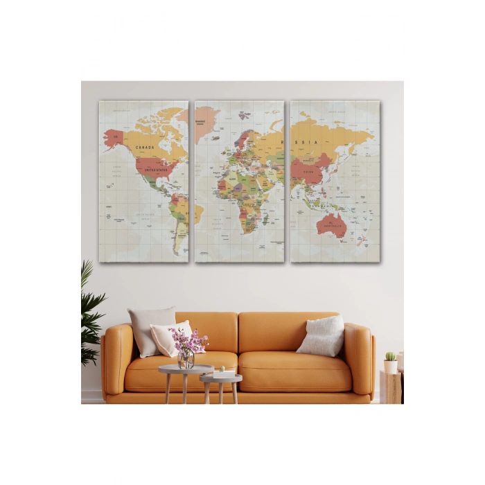 Dünya Haritası  Dekoratif Kanvas Tablo 1078