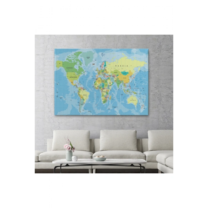 Dünya Haritası  Dekoratif Kanvas Tablo 1079