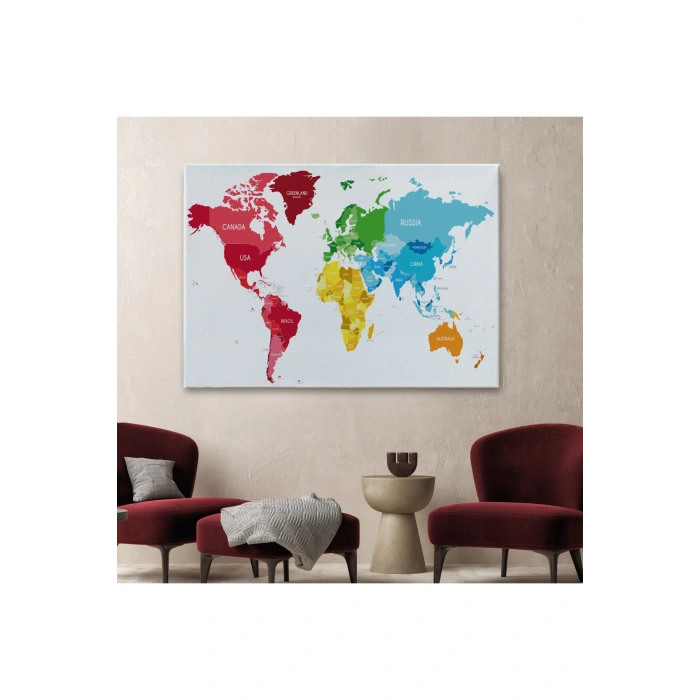 Dünya Haritası  Dekoratif Kanvas Tablo 1090