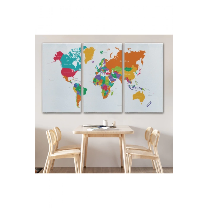 Dünya Haritası  Dekoratif Kanvas Tablo 1095
