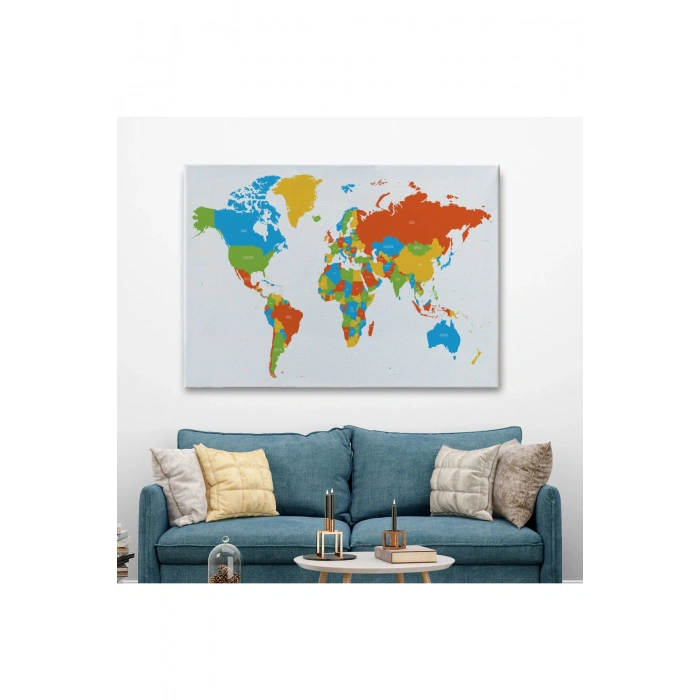 Dünya Haritası  Dekoratif Kanvas Tablo 1096
