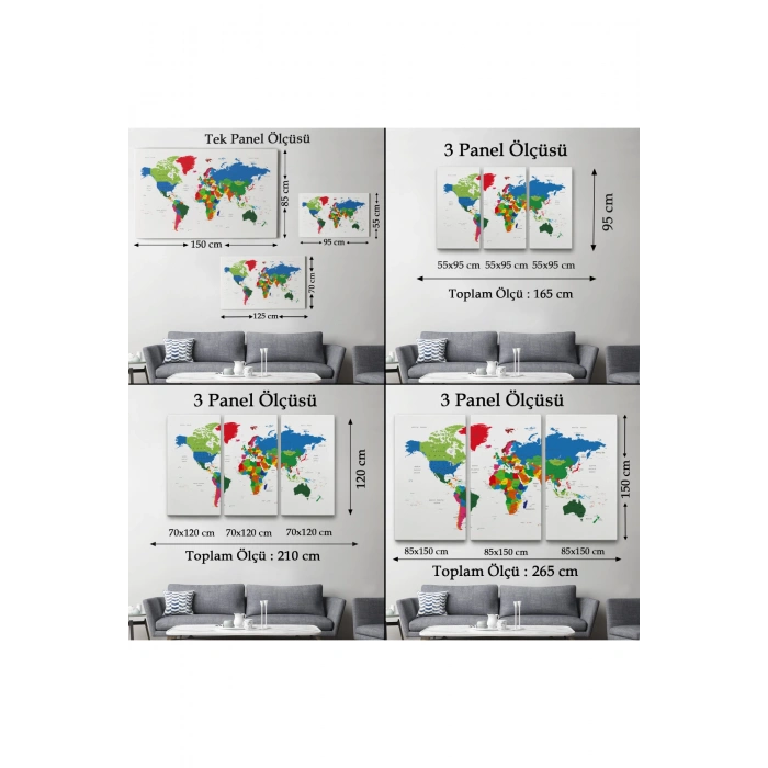 Dünya Haritası  Dekoratif Kanvas Tablo 1097