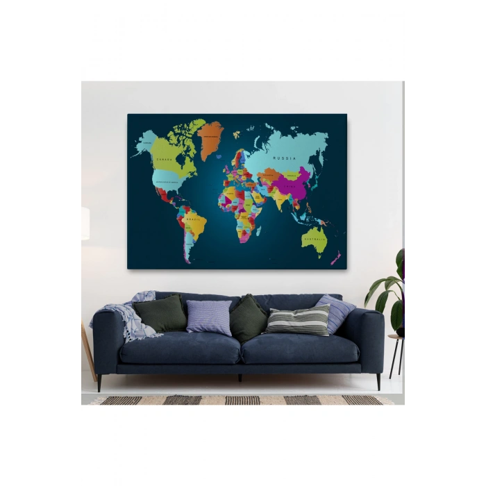 Dünya Haritası  Dekoratif Kanvas Tablo 1098