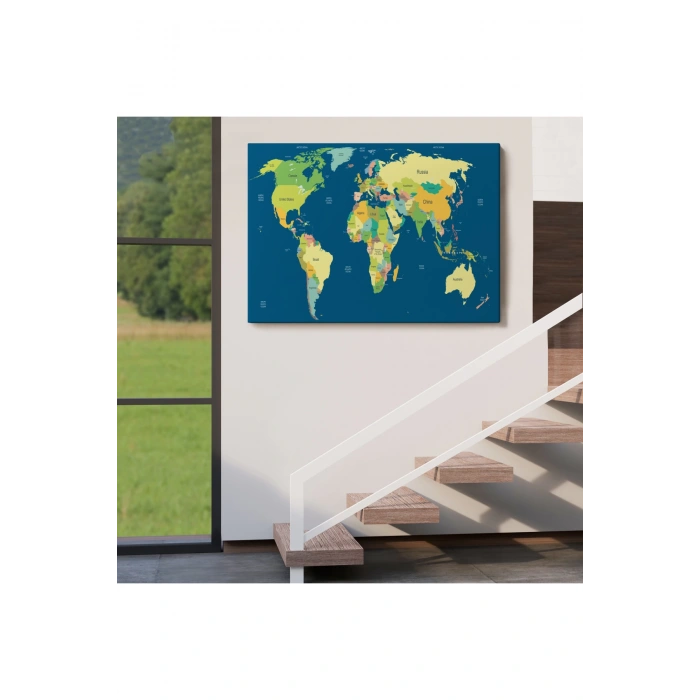 Dünya Haritası  Dekoratif Kanvas Tablo 1101