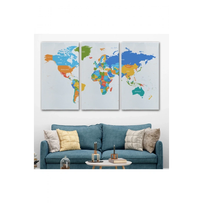 Dünya Haritası  Dekoratif Kanvas Tablo 1103