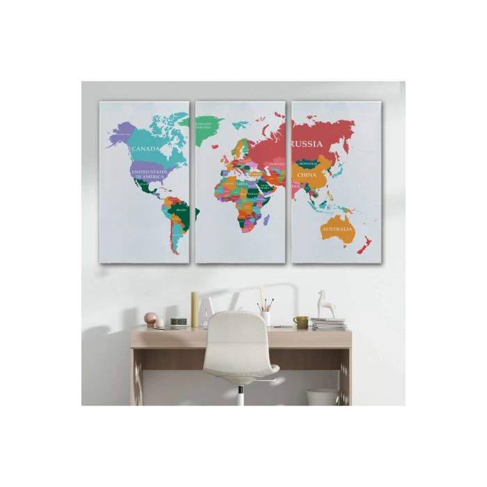 Dünya Haritası  Dekoratif Kanvas Tablo 1104