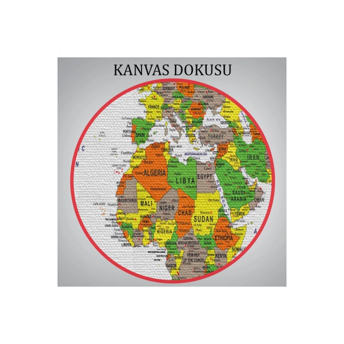 Dünya Haritası Dekoratif Kanvas Tablo Son Derece Detaylı ve Eğitici 1570