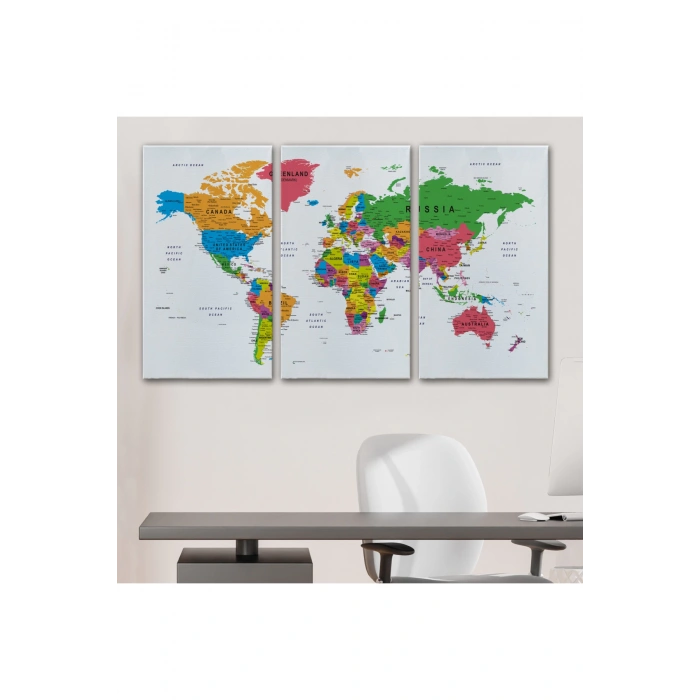 Dünya Haritası Dekoratif Kanvas Tablo Son Derece Detaylı ve Eğitici 1572