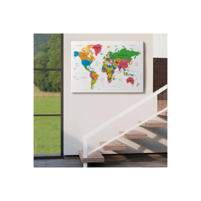 Dünya Haritası Dekoratif Kanvas Tablo Son Derece Detaylı ve Eğitici 1572