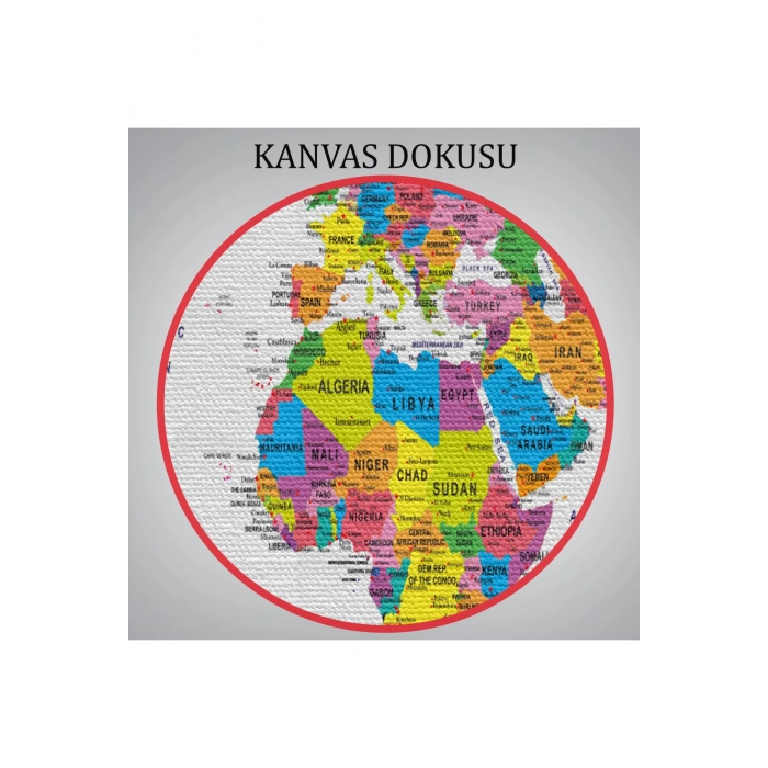 Dünya Haritası Dekoratif Kanvas Tablo Son Derece Detaylı ve Eğitici 1572