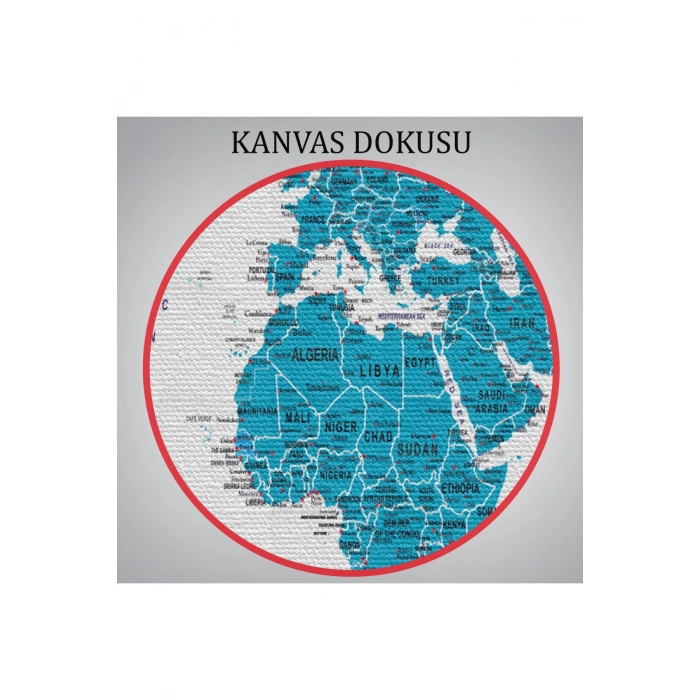 Dünya Haritası Dekoratif Kanvas Tablo Son Derece Detaylı ve Eğitici 1574