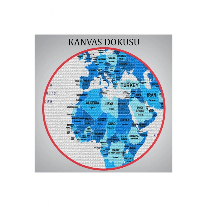Dünya Haritası Dekoratif Kanvas Tablo Ülke ve Başkentli  1501