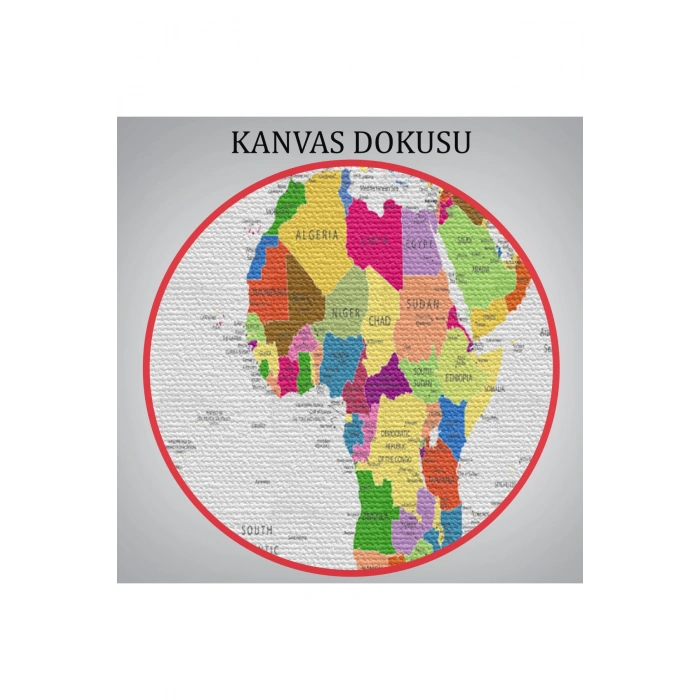 Dünya Haritası Dekoratif Kanvas Tablo Ülke ve Başkentli 1513