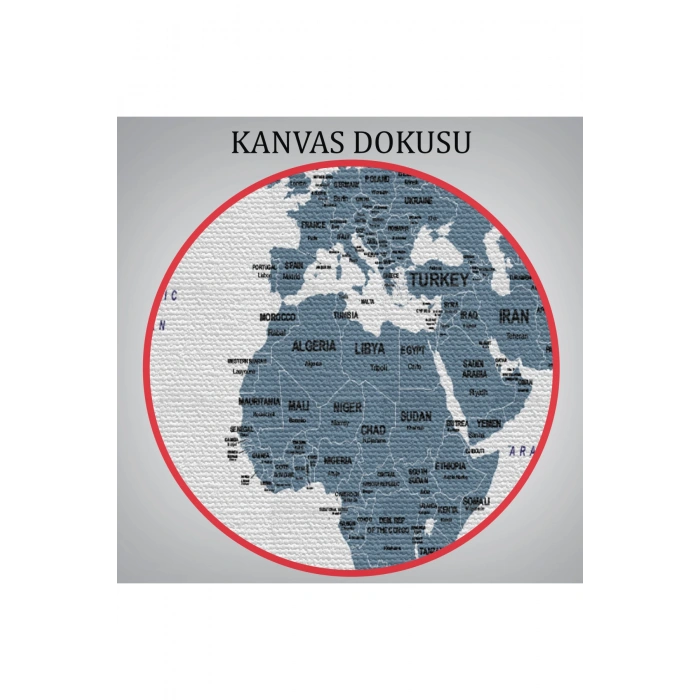 Dünya Haritası Dekoratif Kanvas Tablo Ülke ve Başkentli 1515