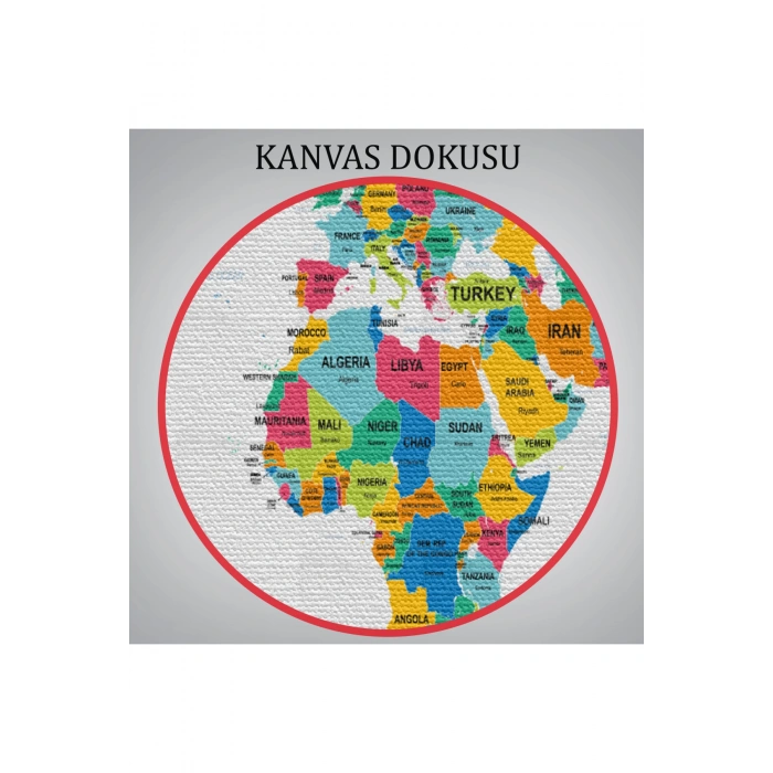 Dünya Haritası Dekoratif Kanvas Tablo Ülke ve Başkentli 1543