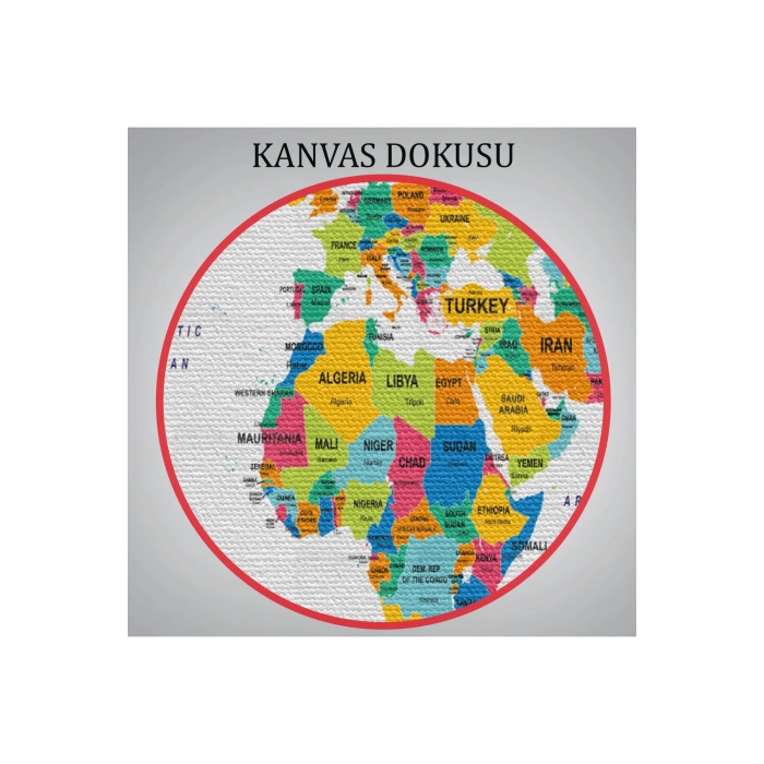 Dünya Haritası Dekoratif Kanvas Tablo Ülke ve Başkentli 1545