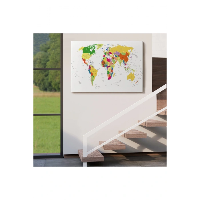 Dünya Haritası Detaylı Dekoratif Kanvas Tablo 1059