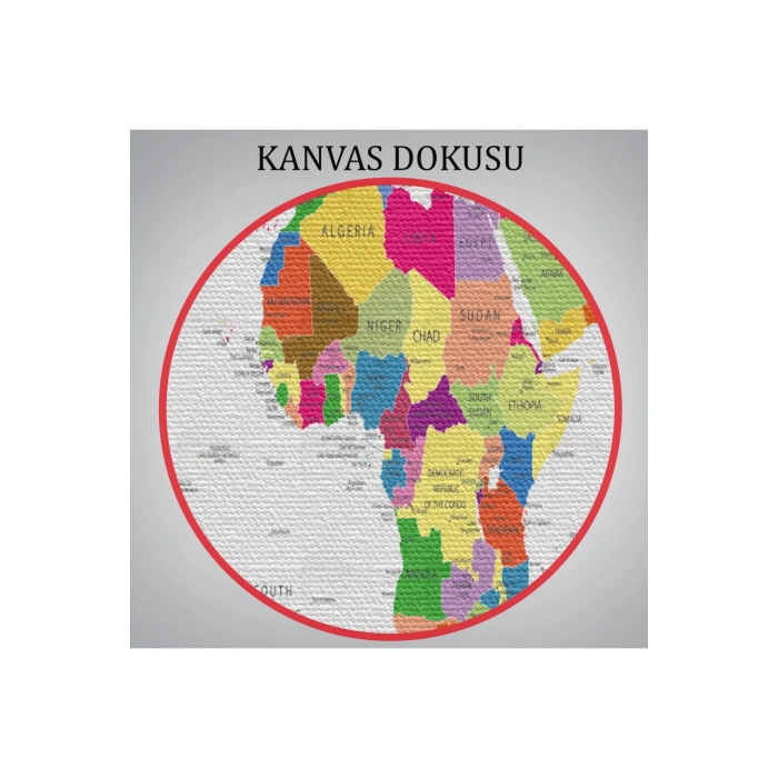 Dünya Haritası Detaylı Dekoratif Kanvas Tablo 1059