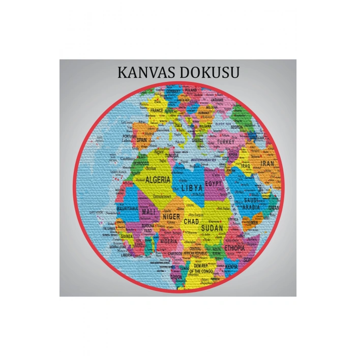 Dünya Haritası Kanvas Tablo Çok Ayrıntılı Dekoratif ve Okyanuslu 2131