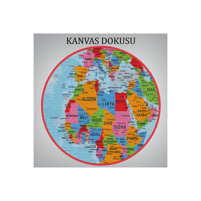 Dünya Haritası Kanvas Tablo Çok Ayrıntılı Dekoratif ve Okyanuslu 2187