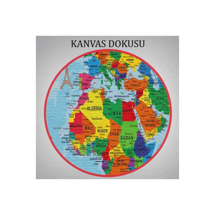 Dünya Haritası Kanvas Tablo Çok Ayrıntılı Dekoratif ve Okyanuslu2037