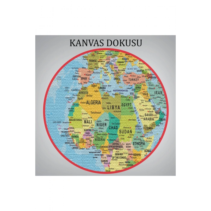 Dünya Haritası Kanvas Tablo Çok Ayrıntılı Dekoratif ve Okyanuslu2151