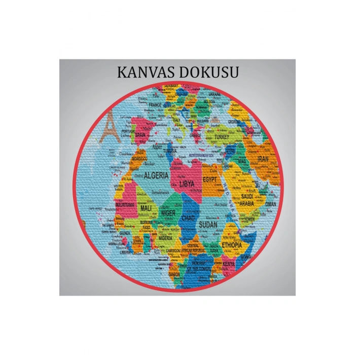 Dünya Haritası Kanvas Tablo Son Derece Detaylı Dekoratif Okyanuslu-2023