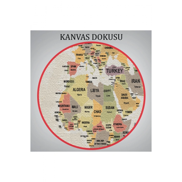 Dünya Haritası Kanvas Tablo  Ülke Başkentli ve Okyanus Detaylı Tablo 2745