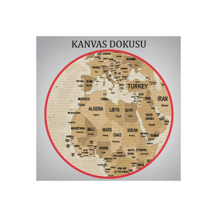 Dünya Haritası Kanvas Tablo  Ülke Başkentli ve Okyanus Detaylı Tablo 2765