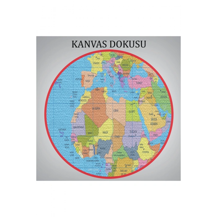 Dünya Haritası Meridyenli  Dekoratif Kanvas Tablo 1068