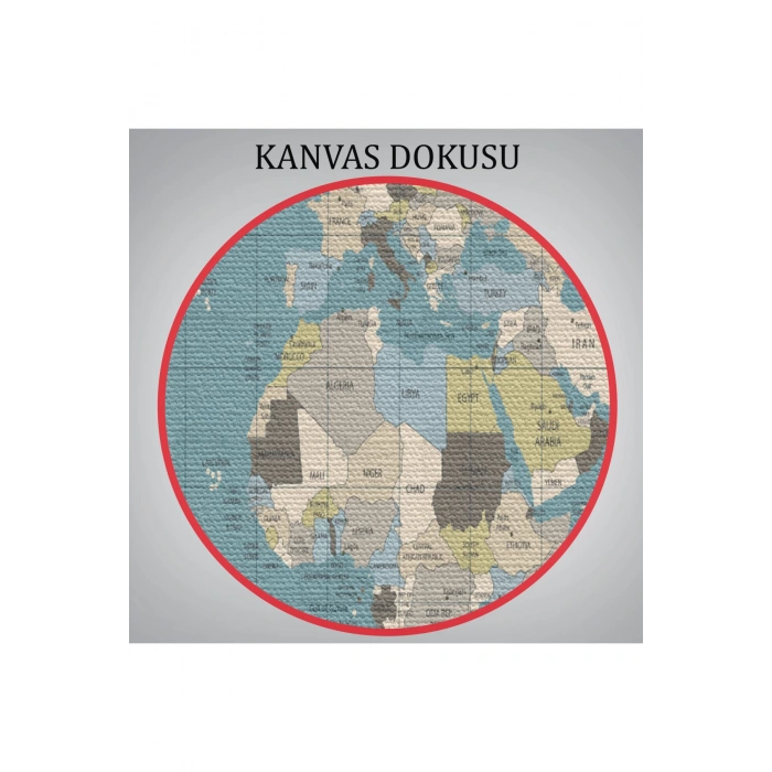 Dünya Haritası Meridyenli  Dekoratif Kanvas Tablo 1070