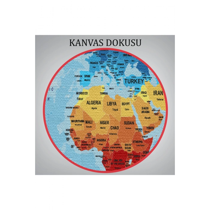 Dünya Haritası Ülke Başkentli Okyanuslu ve Dekoratif Kanvas Tablo 2195