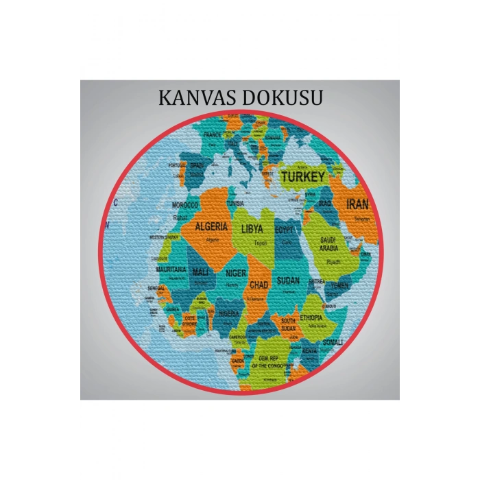 Dünya Haritası Ülke Başkentli Okyanuslu ve Dekoratif Kanvas Tablo  2231